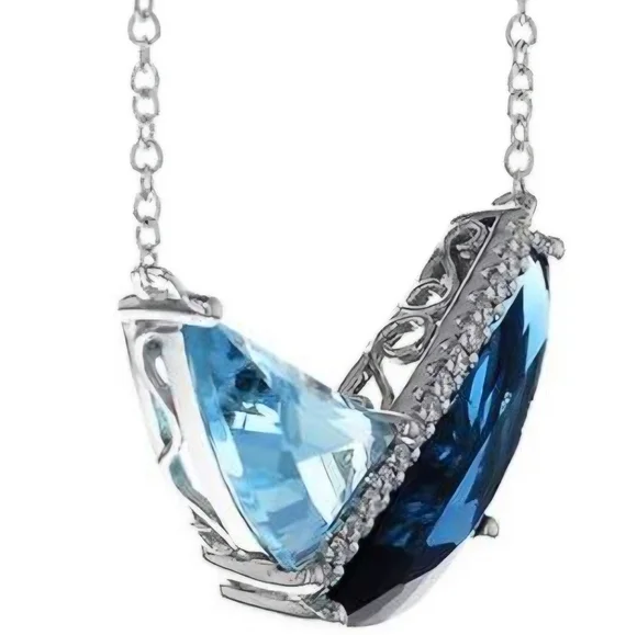 Allison Kaufman London Blue Topaz, Swiss Blue Topaz, and Diamond Necklace